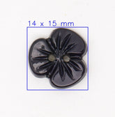 Bloemvormige knoop donkerblauw, Diameter 14mm Knopen KNP00128